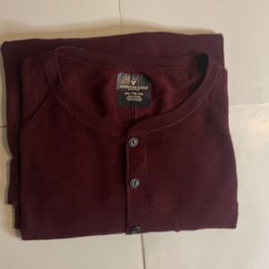 American eagle mens long sleeve maroon 1/4 button soft tee size xxl